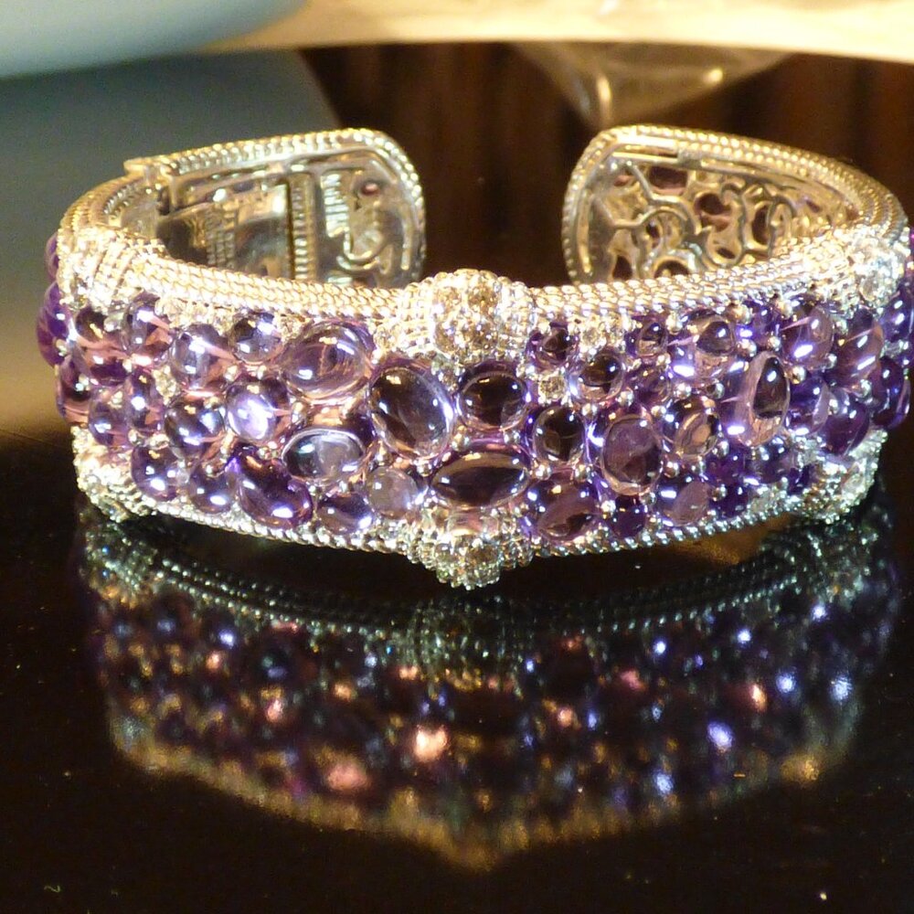 Judith Ripka Aurora Purple Amethyst Cuff Bracelet SMALL NIB - Picture 2 of 8